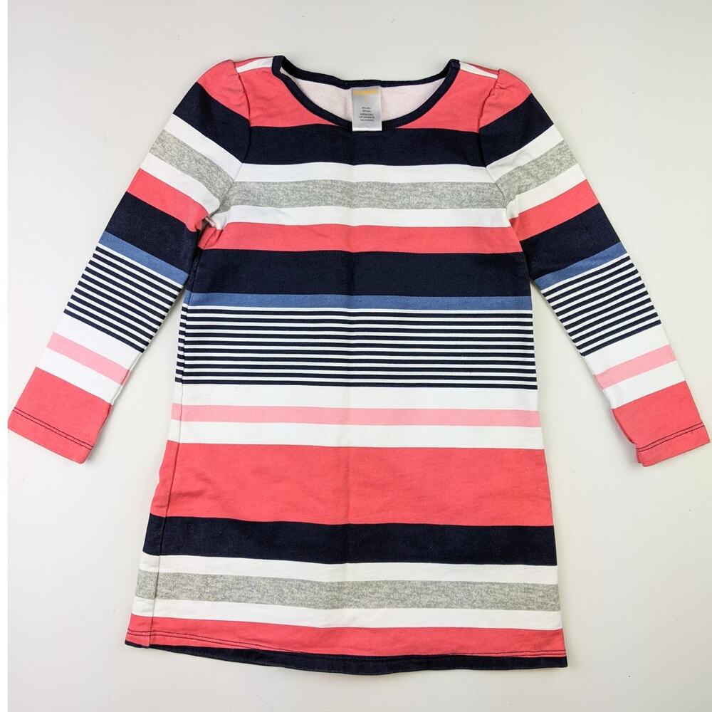 Gymboree Red Navy Gray & White Striped Dress Girls 4